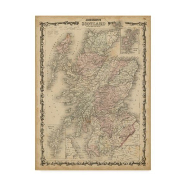 Johnson 'Johnsons Map Of Scotland' Canvas Art, 14x19, Trademark Fine Art, Mfr#: WAG02460-C1419GG